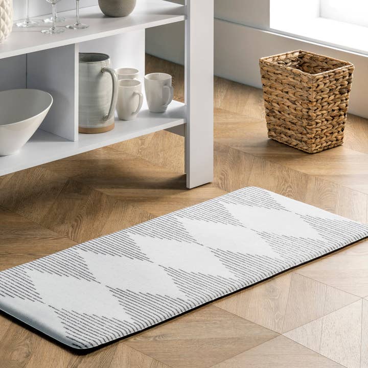 Light Gray Diamond Stripes Anti Fatigue Kitchen Or Laundry Room Comfort Mat for wholesale on Faire0