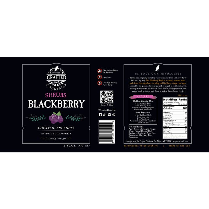 Crafted Cocktails - Wholesale Cocktail Mix/Syrup - Blackberry Shrub - Cocktail Enhancer & Soda Flavoring9
