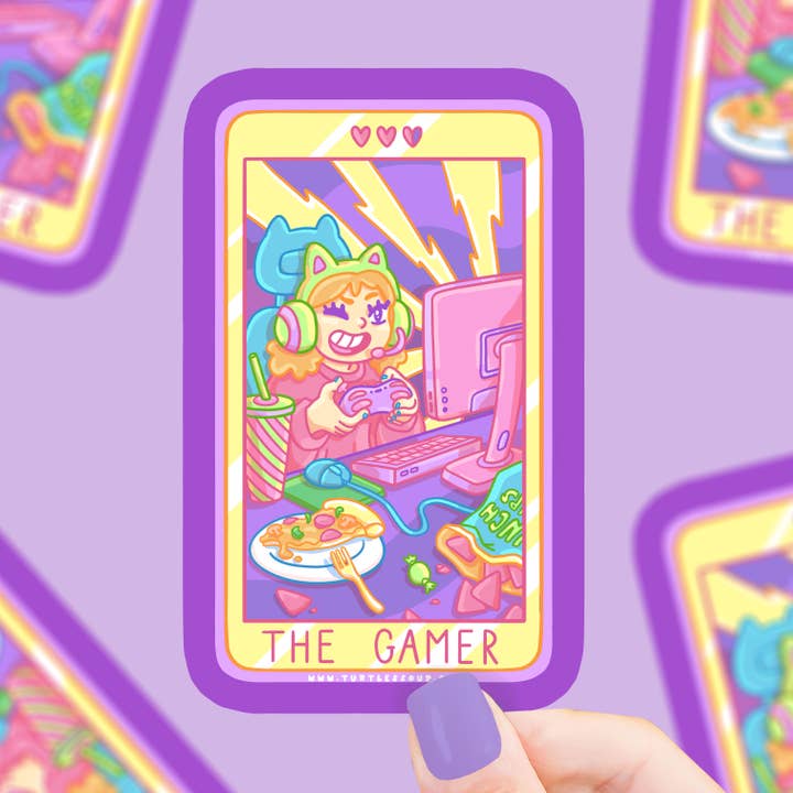 The Gamer Tarot Card Vinyl Sticker Computer Gamer for wholesale by Turtle's Soup