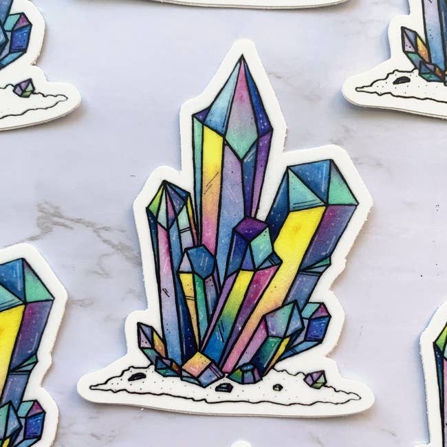Autocollant découpé à la forme de cristal arc-en-ciel pour la vente par Jen Aranyi