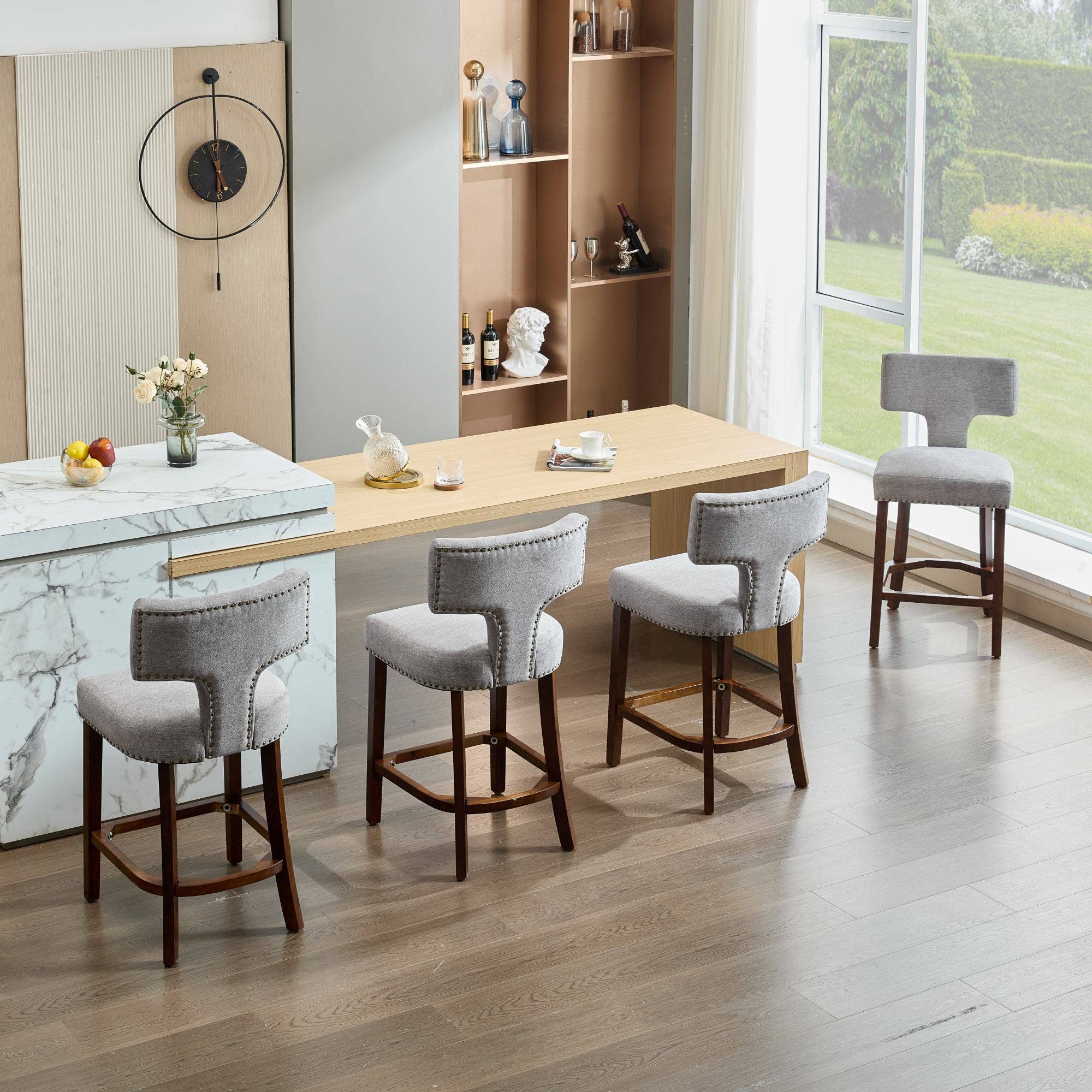 Gray Mid Century Modern Counter Height Bar Stools Set of 2 for wholesale on Faire14