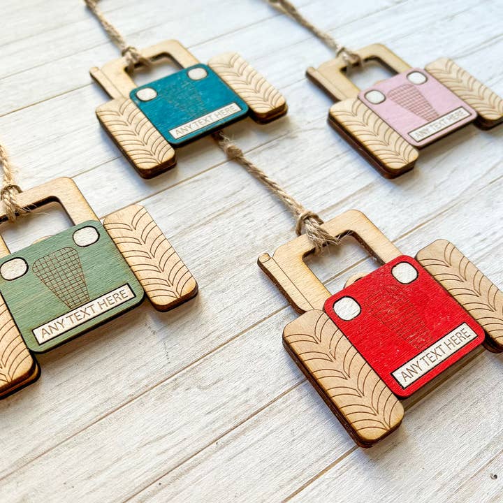 Gorgeous Little Bits Ltd – wholesale Ornament – Tractor Custom Engraved Location Hanging Decoration2