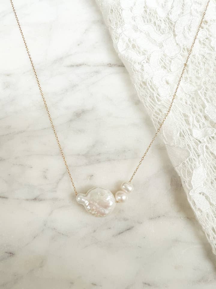 Vibing Dainty Chain and Pearl Necklace for wholesale by Pretty Girl Charm.