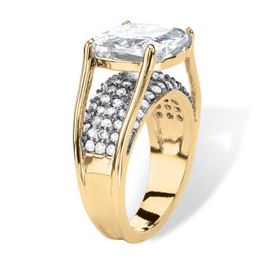 PalmBeach Jewelry - Wholesale Engagement Ring - Cushion-Cut White Cubic Zirconia 18k Gold-Plated Ring1