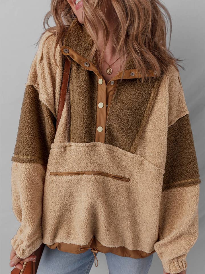 2-tone Color Block Patchwork Half Button Sherpa Sweatshirt and other Purchase Wholesale sherpa pullover sweatshirt. Free Returns & Net 60 Terms on Faire trending on Faire.