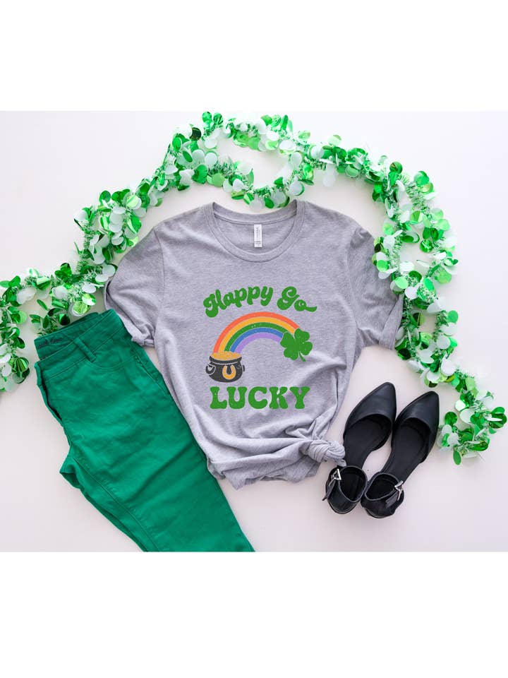 Vazzie Tees - Wholesale T-Shirt (Graphic) - Women's - Happy Go Lucky St Patrick's Day Shirt