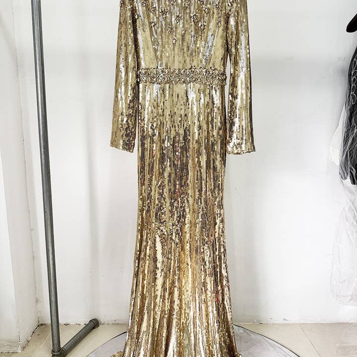 DR744Y Square Neck Long Dress with Beaded Sparkle and other Purchase Wholesale gowns. Free Returns & Net 60 Terms on Faire trending on Faire.