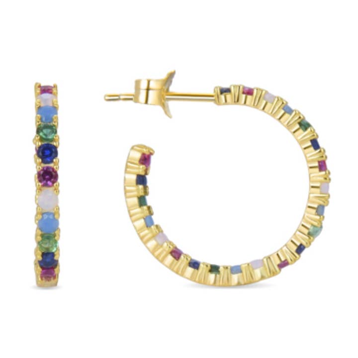 Pendientes de Plata de Ley 925 con Circonita Multicolor acabados en oro amarillo de 18K - Azarlo para venta al por mayor de Luxenter