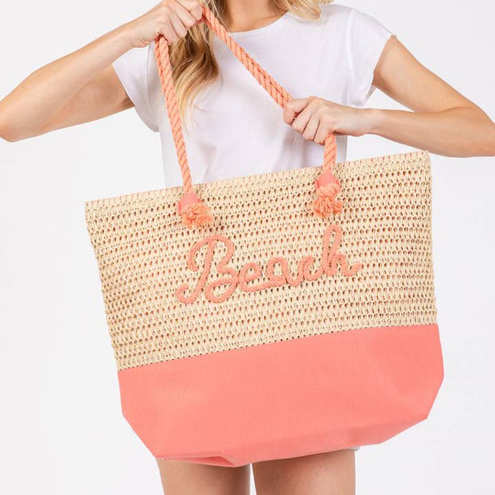 3AM BY H&D ACCESSORIES – Engroshandel Tote bag - Dame – FARVET SYET REB STRAND BREV OG REM HÆKLET, STOF TOTE