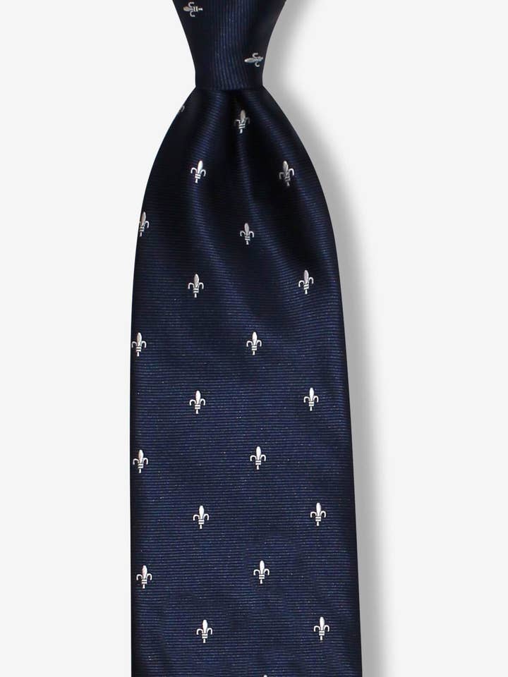 Navy Fluer De Lis Traditional Tie for wholesale by GoTie