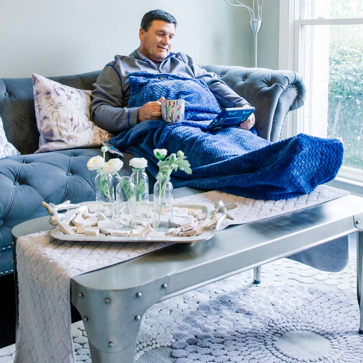 Blanket With a Foot Pocket in Light Marvelous Midnight for wholesale by PediPocket: The Foot Pocket Blanket