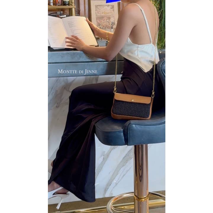 MONTTE DI JINNE - Wholesale Clutch bag – women's - Italian Handmade Raffia & Leather Flap Crossbody Bag9