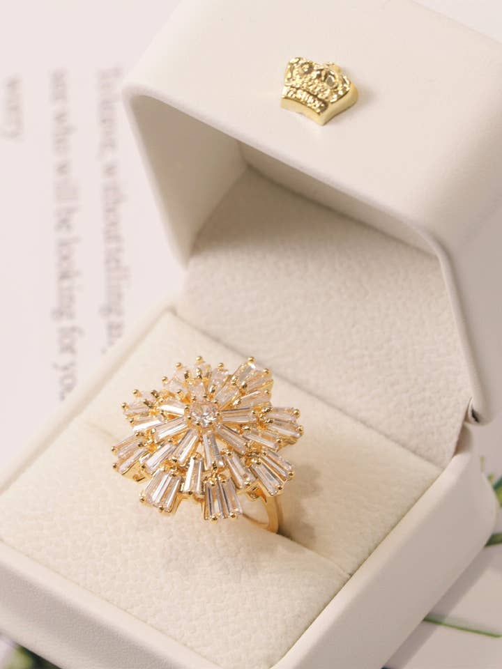 Blomst Rhinsten Ring R2686 for engroshandel hos Ole