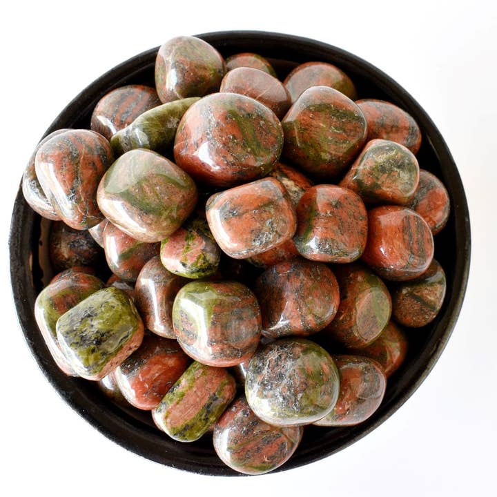 Soothing Crystals - Wholesale Spiritual Stone/Crystal - 100 gram Unakite Tumbled Stones ~ Healing Crystals