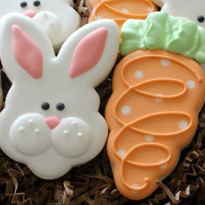 Frosted Cupcakery Bakery - Wholesale Cookie - Easter Sugar Cookies - Bunny and Carrot