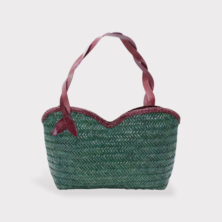 Léafa - Handwoven Shoulder Bag Bordeaux & Green for wholesale by Sook Stainable