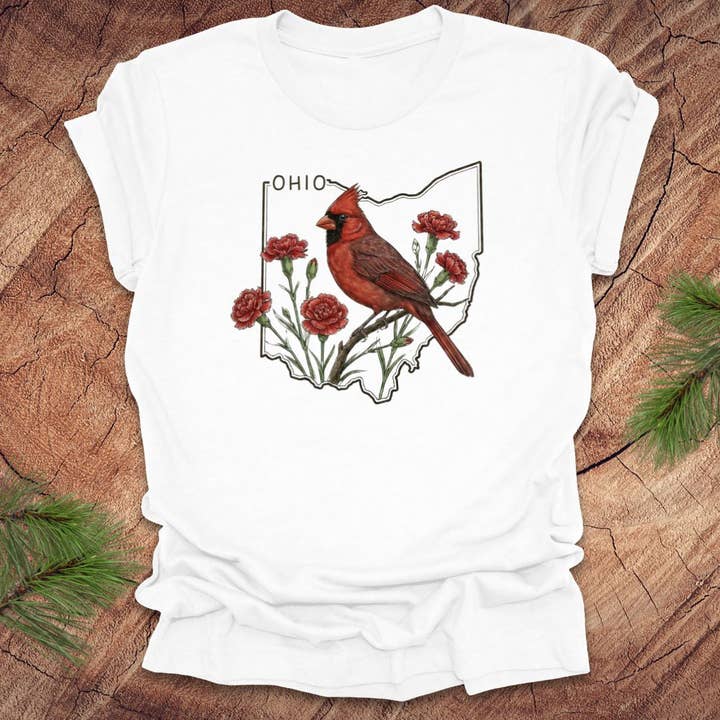 T-shirt Oiseau de l'Ohio Cardinal pour la vente par Wandering Owl Adventure Co.