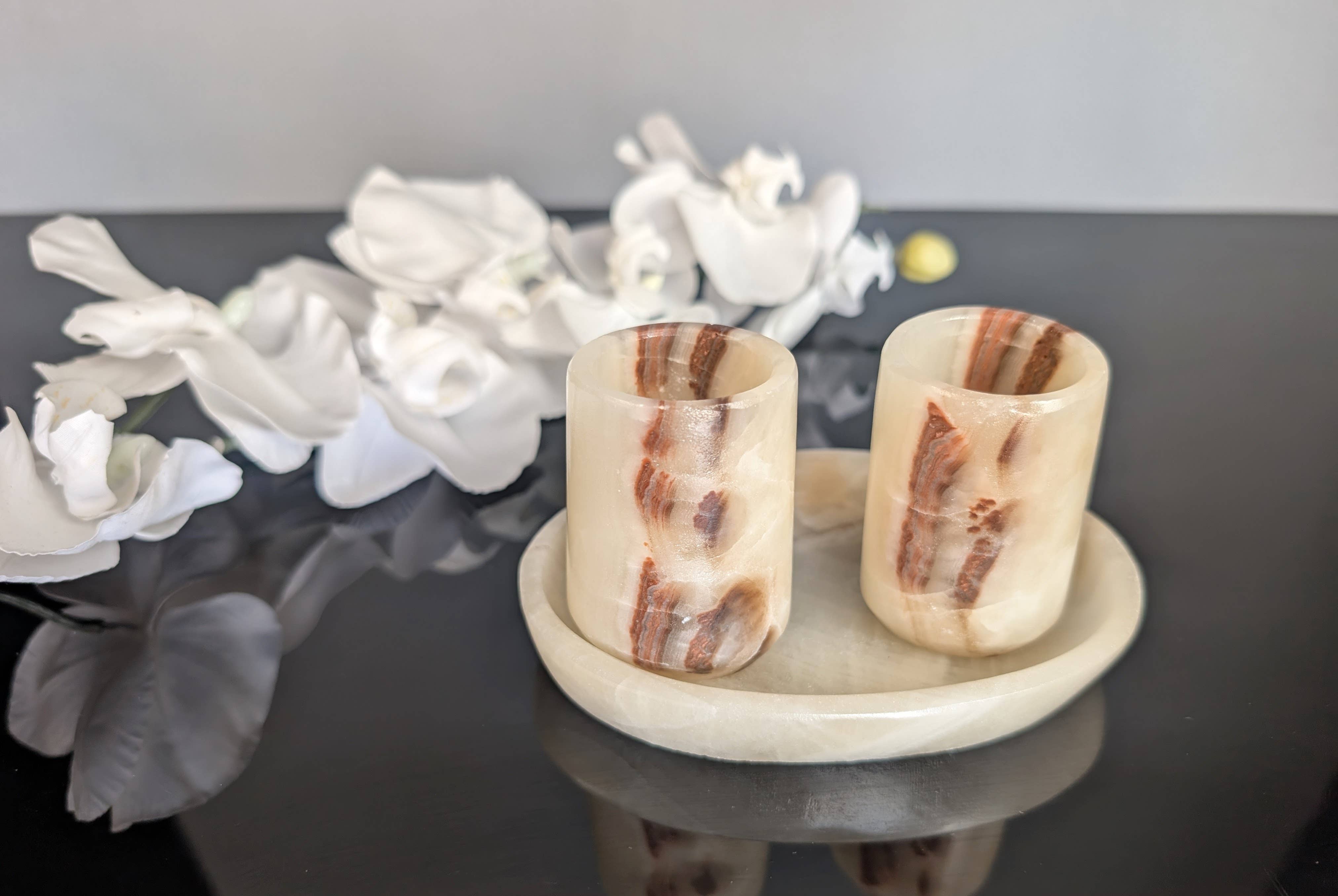 OnyxBowl - Wholesale Shot Glass - Precious Onyx Shot Glass (2 CUP) Stone Art0