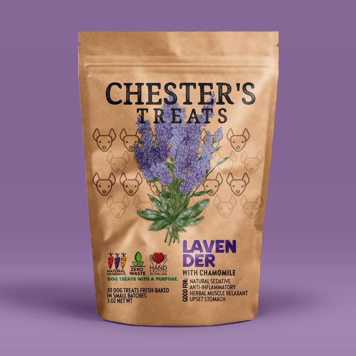 CHESTER’S LAVENDER & CHAMOMILE NATURAL DOG TREATS for wholesale by Chester's Dog Treats, LLC