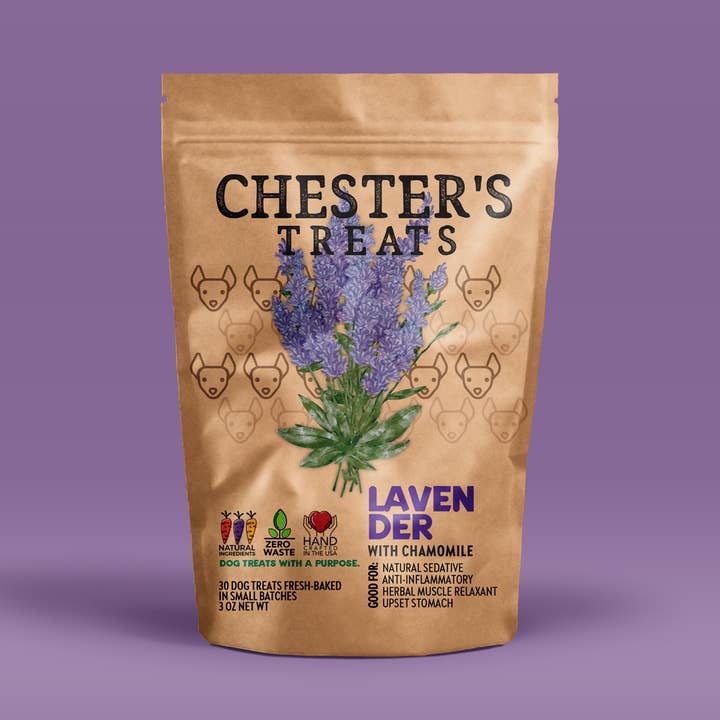 Chester's Dog Treats, LLC - Vente Friandises – chien - GÂTERIES NATURELLES POUR CHIENS CHESTER'S À LA LAVANDE ET À LA CAMOMILLE0