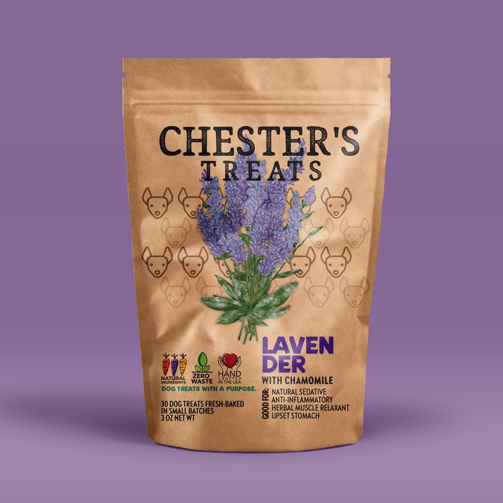 CHESTER’S LAVENDER & CHAMOMILE NATURAL DOG TREATS for wholesale by Chester's Dog Treats, LLC