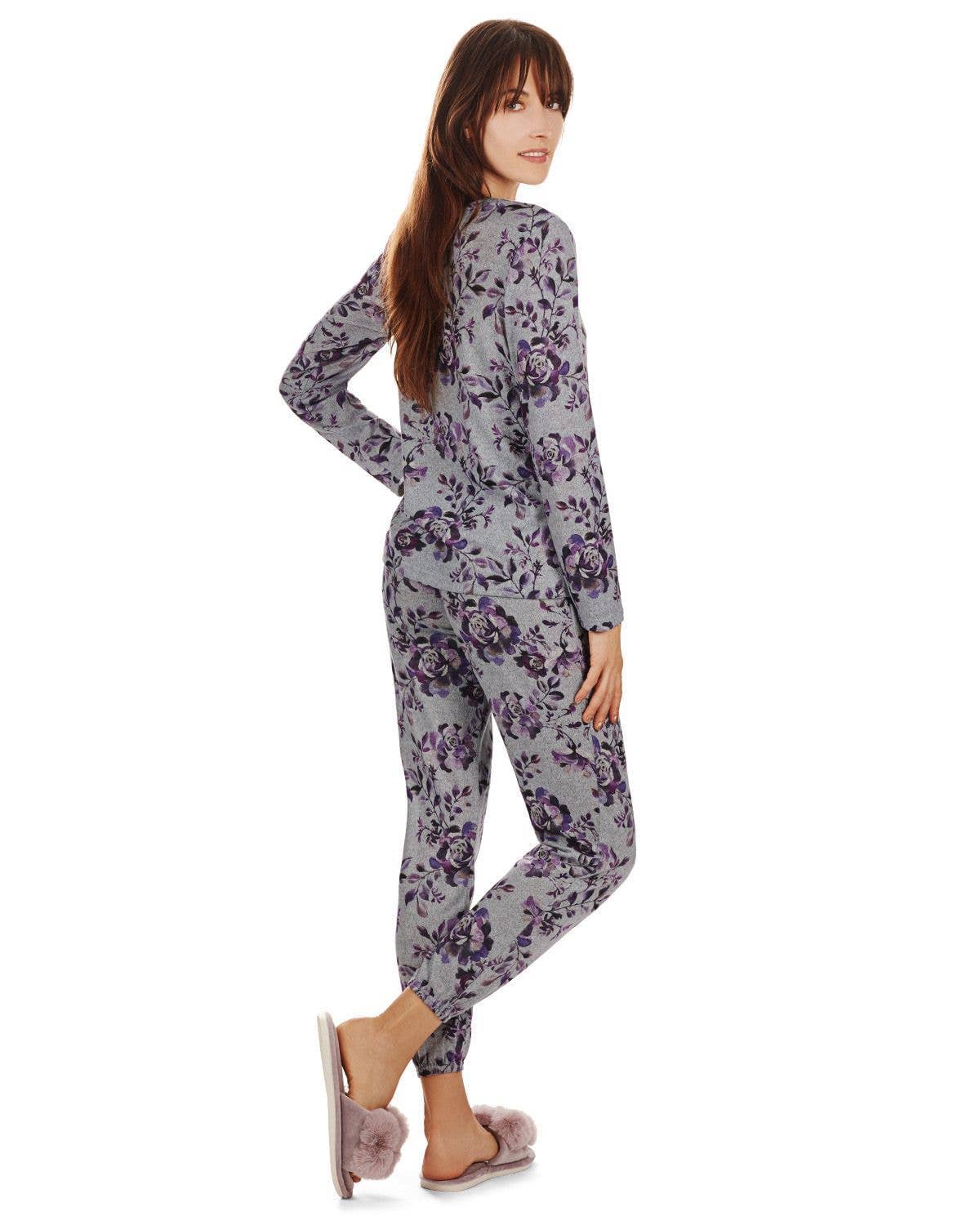 Memoi Purple Blossom 2 Piece Pajama Set for wholesale on Faire2