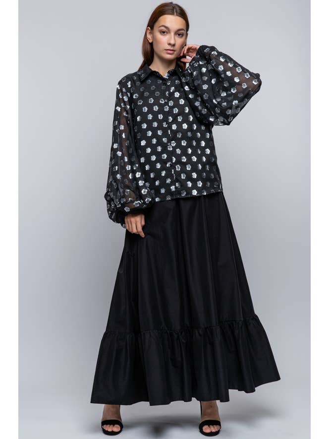 QMP Moda – wholesale Buttoned-down shirt – Women's – PUFF SLEEVE ORGANZA BLOUSE10