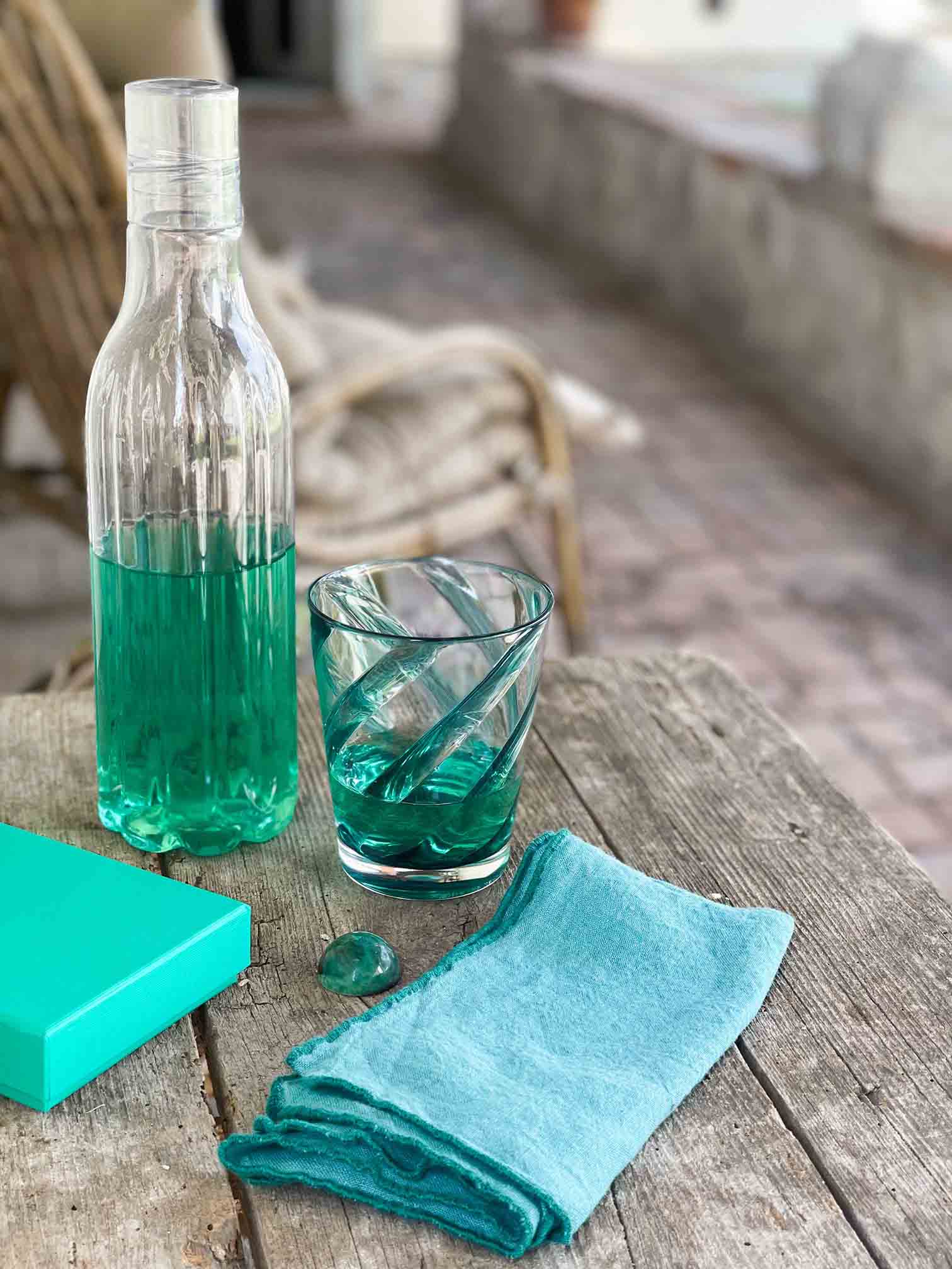 Fiorirà un giardino - Wholesale Drinking Glass/Cup - Spiral Turquoise Transparent Methacrylate Glass D9 H11 cm1