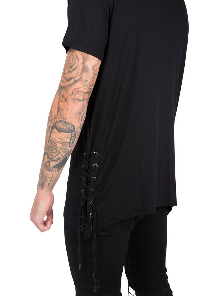 UNRELEASED - Wholesale T-Shirt - Men's - SIDES OPENING T-SHIRT BLACK1