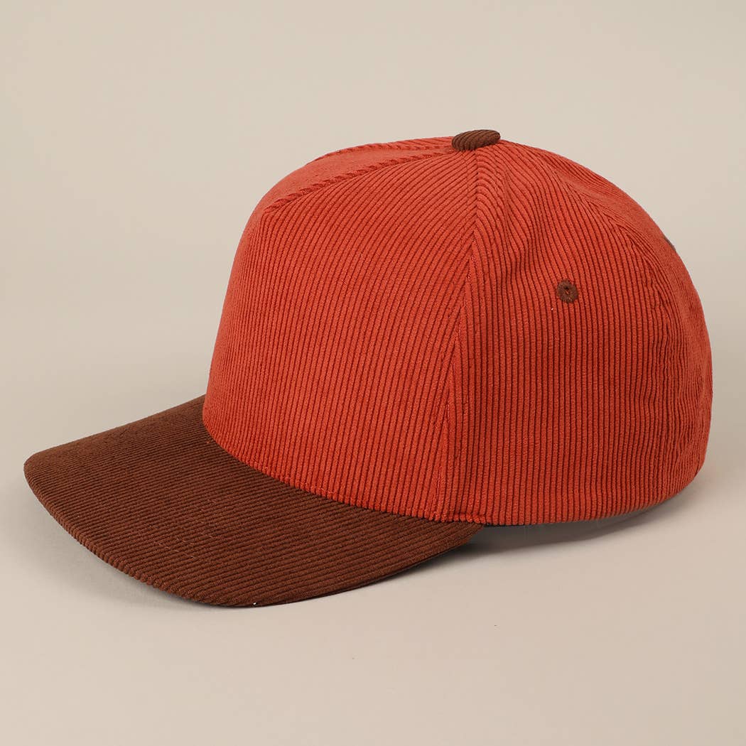 Fashion City - Wholesale Baseball Cap - Unisex - Plain Two Tone Corduroy 5 Panel Trucker Hat26