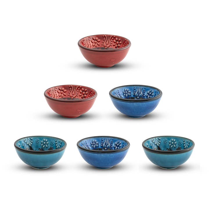 Set of 6 Ceramic Dip Bowls – Iznik, Spring Bloom – 8cm for wholesale by Bascuda
