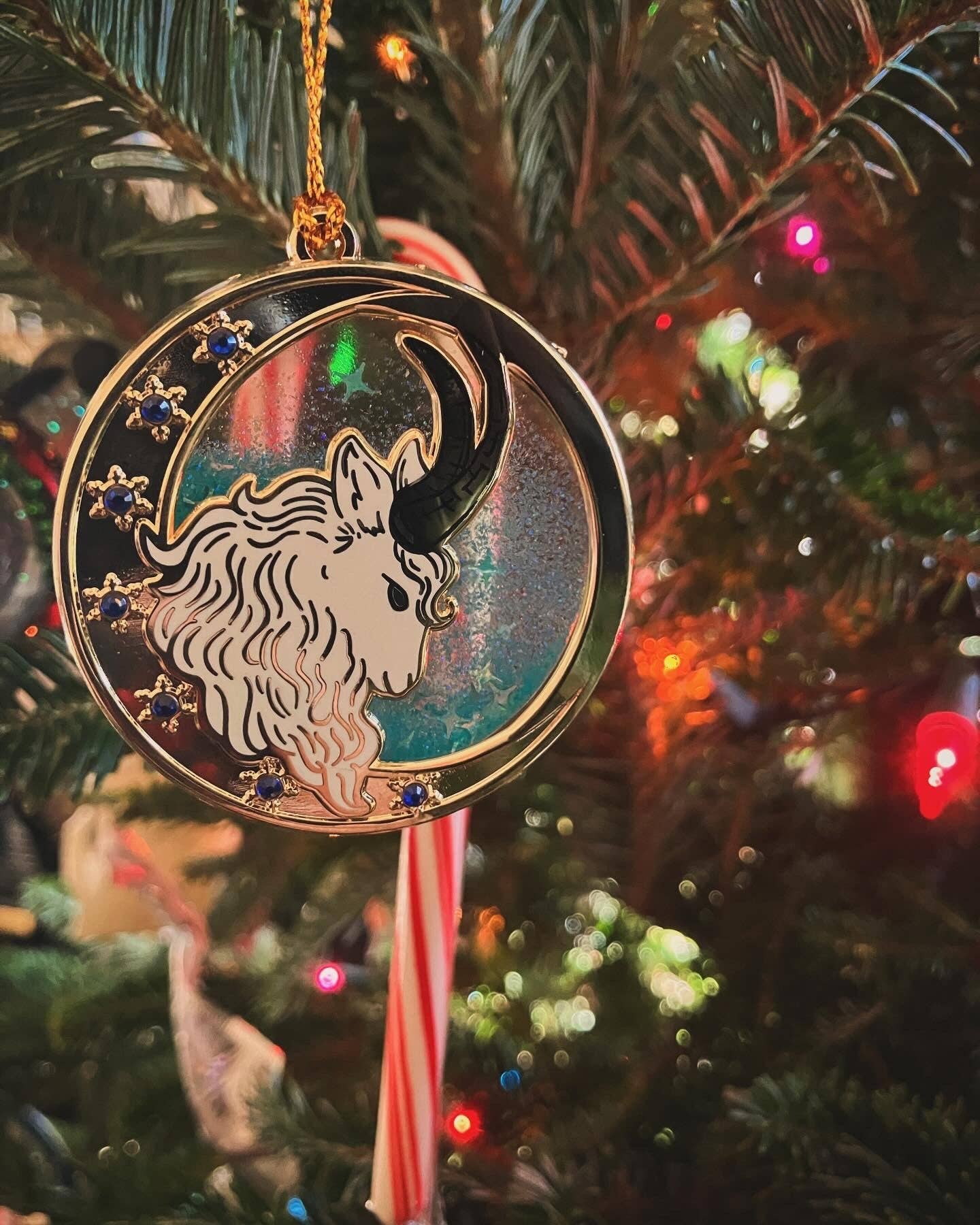 The Pickety Witch - Wholesale Ornament - Winter Guardian - Yule Goat Snow Globe Ornament1