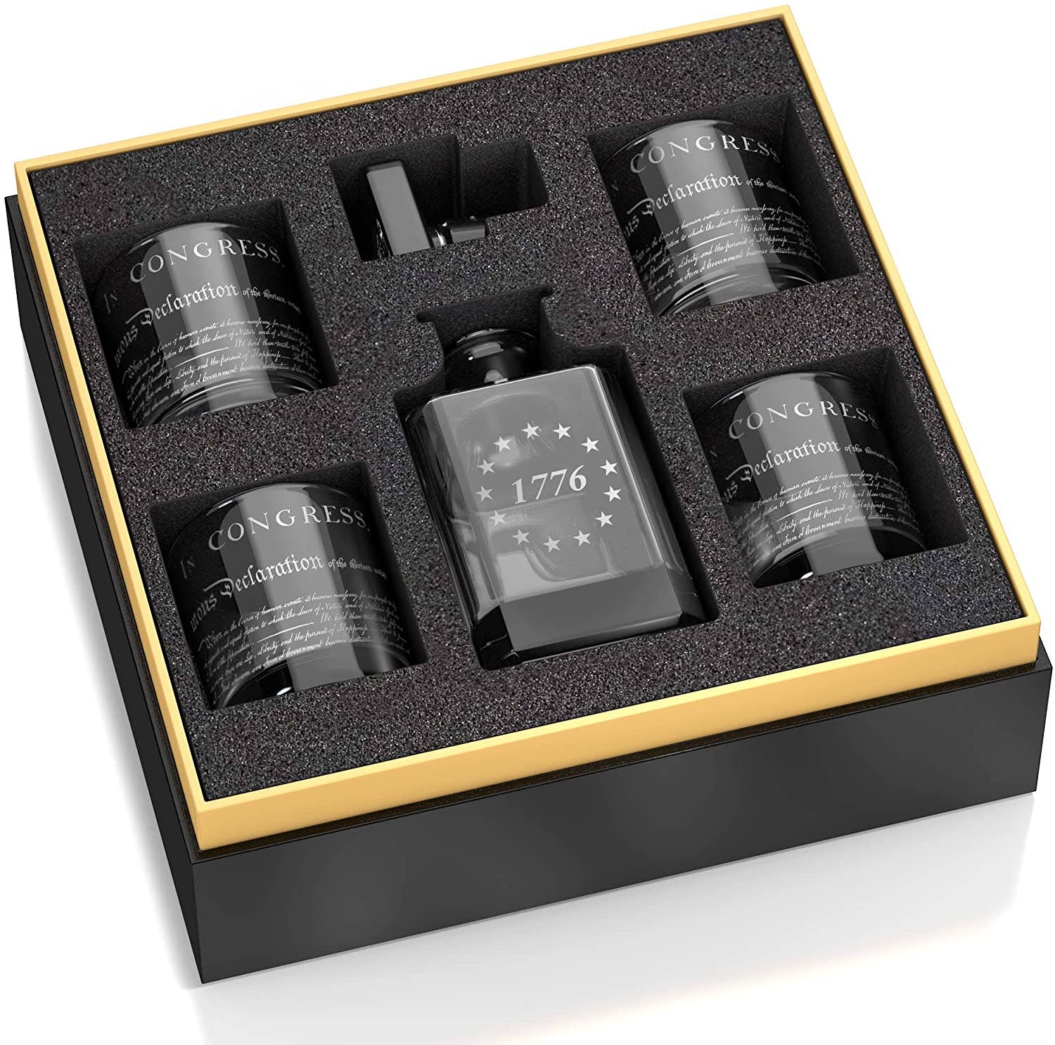 Old Southern Brass - Wholesale Decanter - 1776 Betsy Ross American Flag Decanter Whiskey Glass Set8