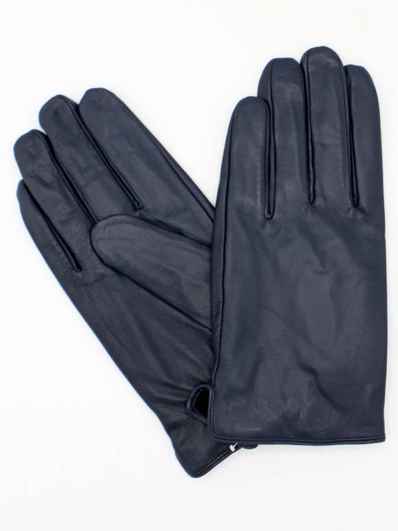 Herr Fleece Fodrad Läderhandskar - Marinblå för wholesale av Hologramme Paris