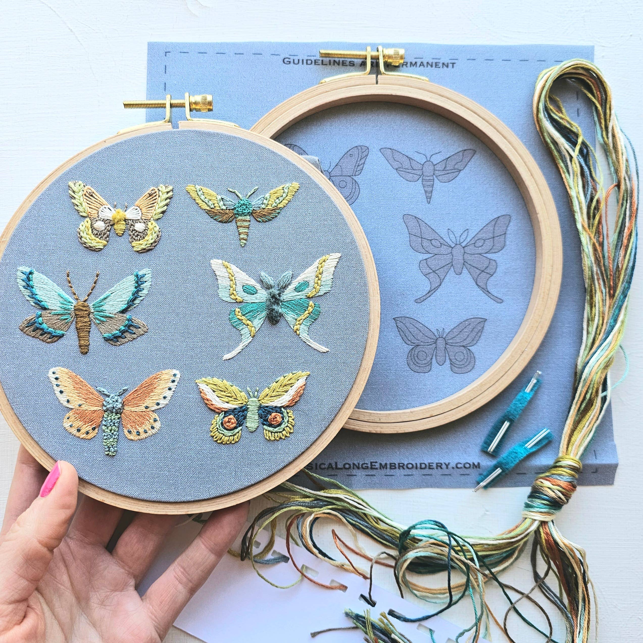 Jessica Long Embroidery - Wholesale Embroidery/Cross Stitch Supplies - Moth Sampler Embroidery Kit1