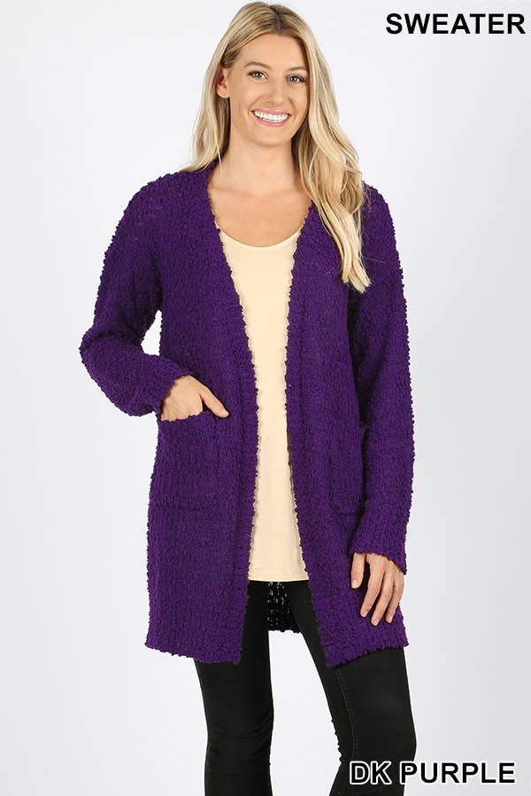 42POPS - Wholesale Cardigan - Women's - Popcorn Sweater Cardigan w/ Pockets11