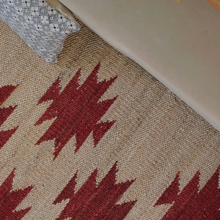 Chouhan Rugs - Wholesale Area rug - Indian Natural Hemp Jute Rug Red Design Rug For Living Home15