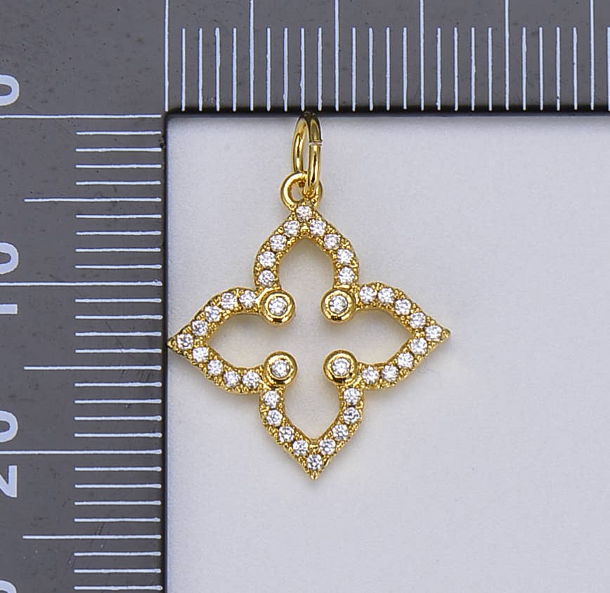 Beads Creation - Wholesale Individual Charm/Pendant - Gold Filled Four Leaf Clover Flower Charm Pendant, CP0165