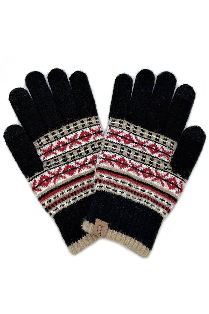 Hana - Wholesale Gloves - Women's - Aztec Knit Touch Gloves0