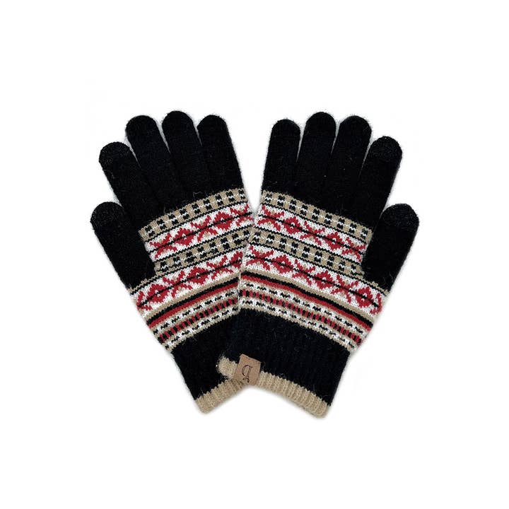 Hana - Wholesale Gloves - Women's - Aztec Knit Touch Gloves