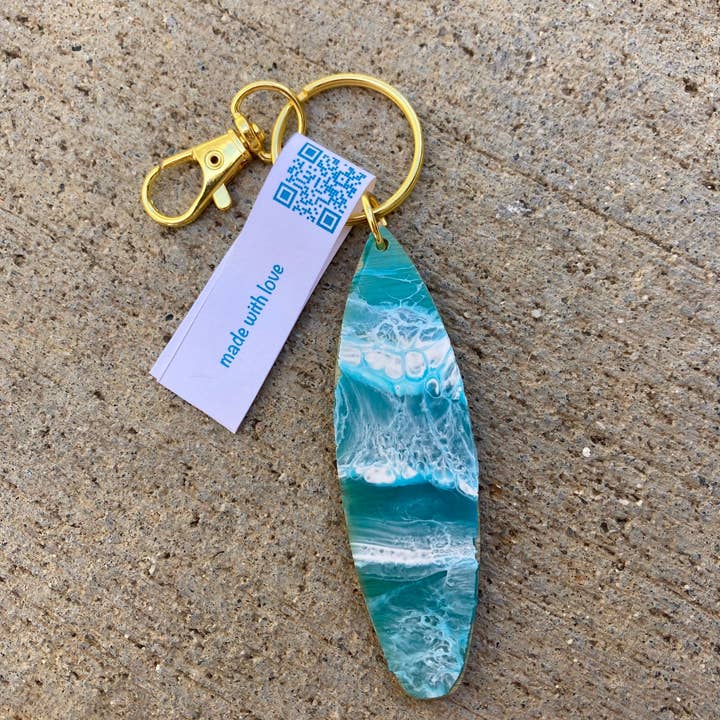 SeaLion Resin - Wholesale Keychain - Unisex - Surfboard Shark Keychain ~ Ocean them ~custom branded ~ wood3