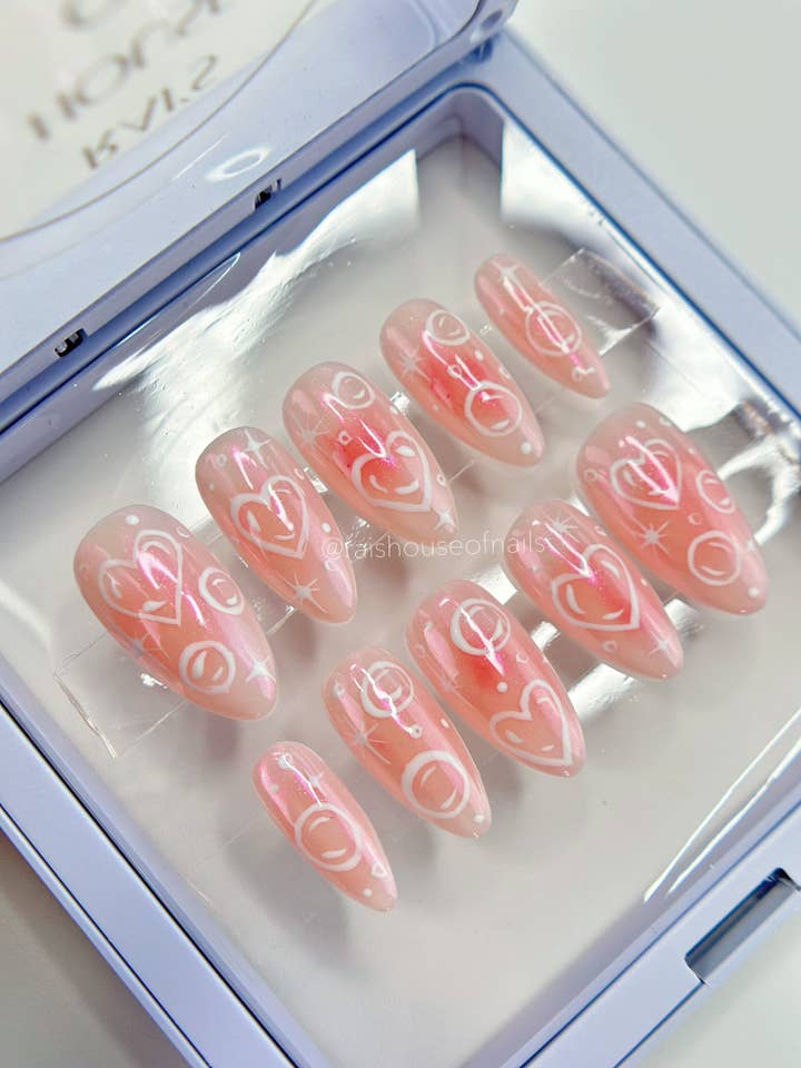 Unhas postiças Chrome Bubbles, Pequenas, Formato Amêndoa Médio por atacado de Rai's House of Nails