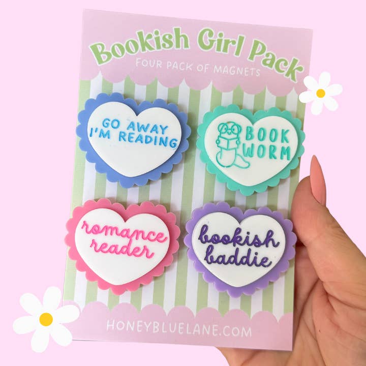 Bookish Girl Magnet Pack (Quirky, Funky, Kawaii,Y2K) for wholesale by Honey Blue Lane