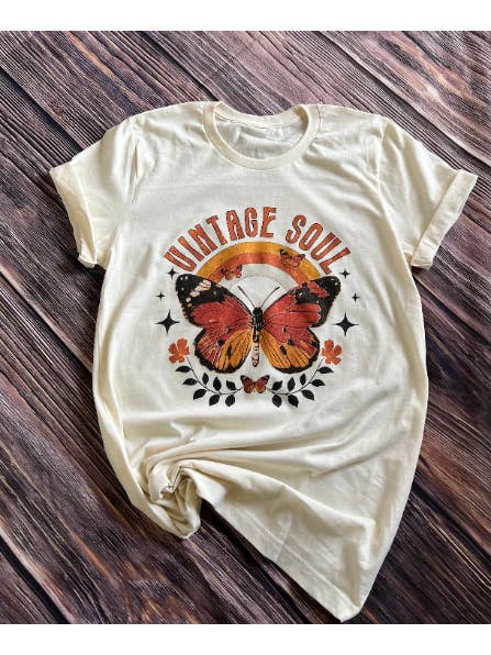 Serendipity Tees - Wholesale Screen Printed T-Shirt - Women's - Vintage Soul with Butterfly Tshirt