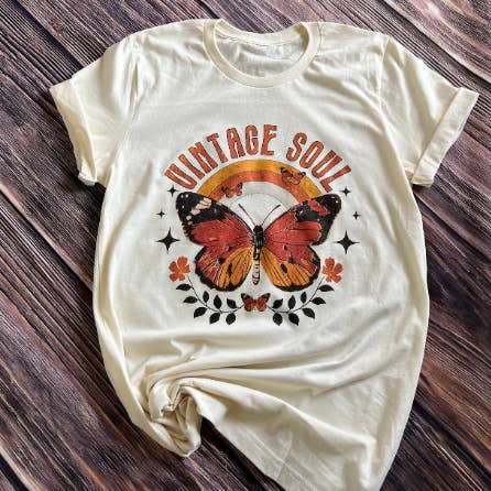 Camiseta Vintage Soul com Borboleta por atacado de Serendipity Tees