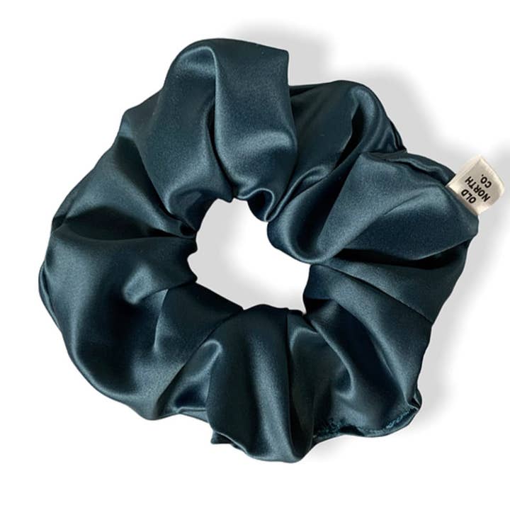 Ocean Teal Satin Scrunchie for wholesale by Old North Co.