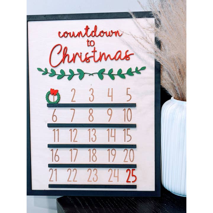 Hunter Kouture - Wholesale Sign - Countdown to Christmas Sign, Advent Calendar Wooden sign