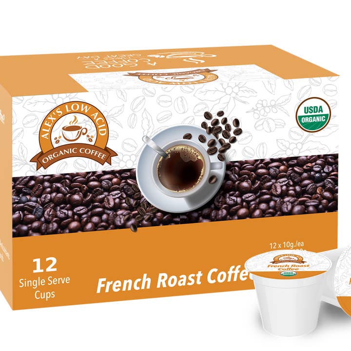 Alex's Low Acid Organic Coffee™ K-Cups - French Roast for wholesale by Alex's Low-Acid Organic Coffee