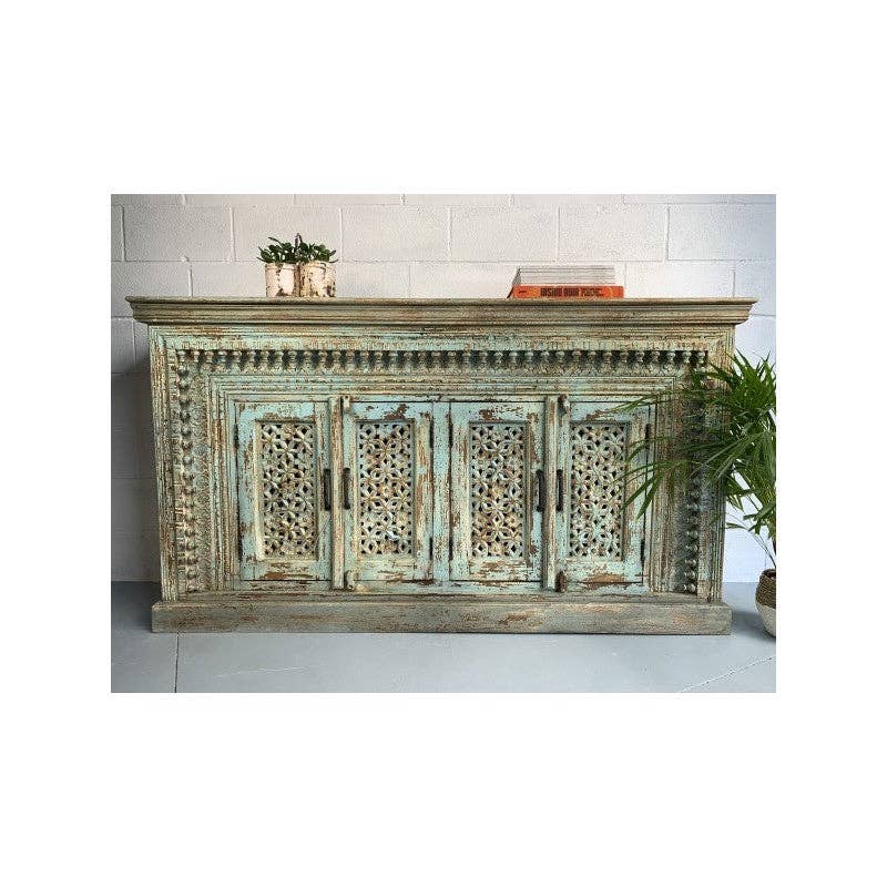 Paloma Black (Casa Natura Design, S.L.) – Aparador por atacado – Detalhe espetacular nesta madeira indiana esculpida à mão