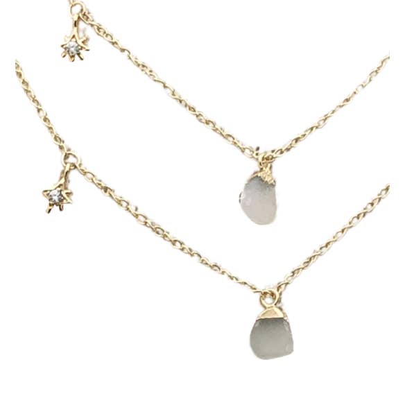 Links & Locks - Wholesale Pendant/Charm Necklace - Ride or Die Necklace - With Tiny Druzy Crystal and North